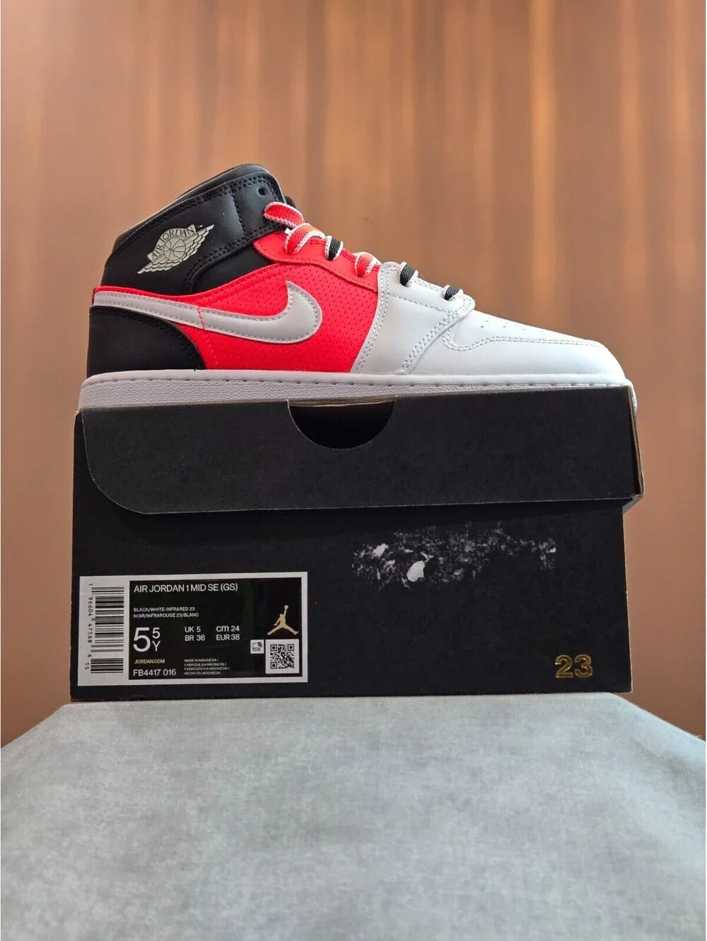 Air Jordan 1 Mid Special Edition - Black / White / Infrared 23 (FB4417-016) 5.5Y